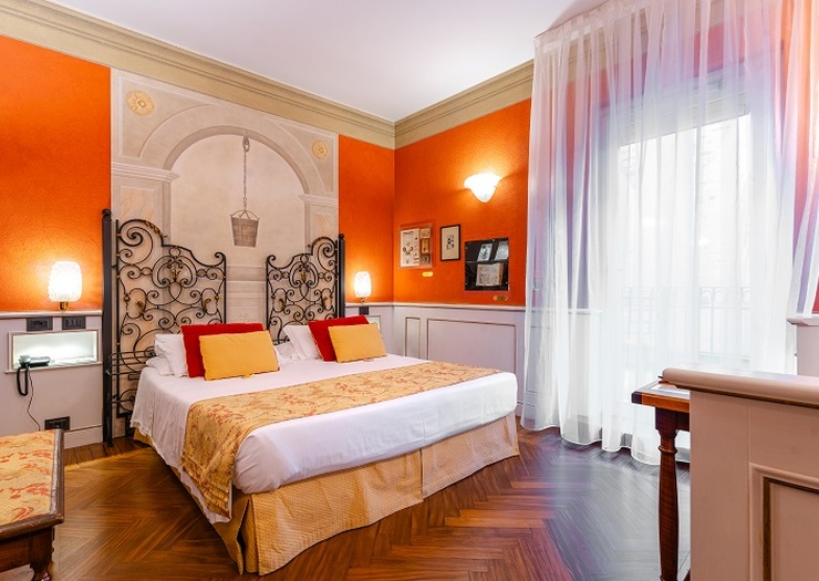 Chambre double deluxe avec terrasse  Art Hotel Commercianti Bologne