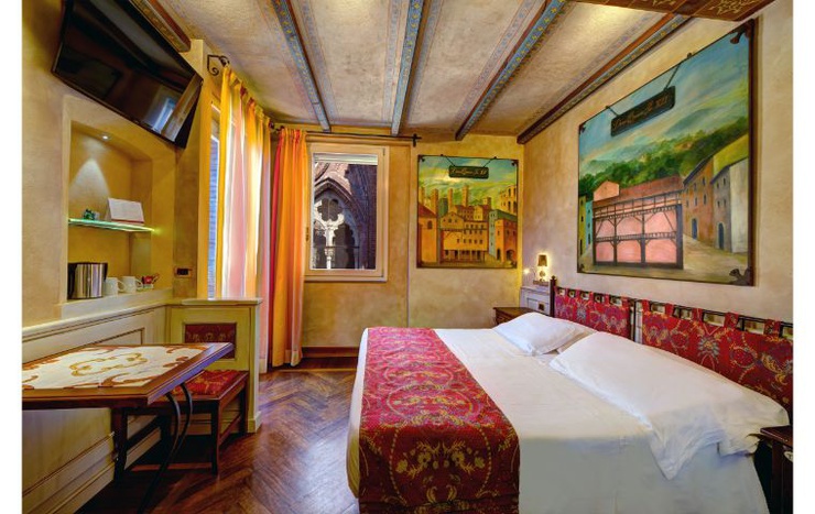 Chambre double deluxe avec terrasse art hotel commercianti bologne Chambre double deluxe avec terrasse art hotel commercianti bologne
